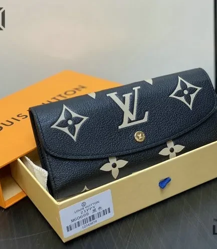 Louis Vuitton 1:1 Mirror Replica Emilie Wallet Bicolour Monogram Empreinte 10CM/3.9IN Louis Vuitton Replica Wallets