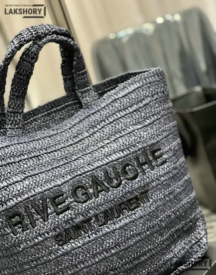 YSL 1:1 Mirror Replica Raffia Embroidered Rive Gauche Tote Bag 38CM/15IN Replica Tote Bags YSL 1:1 Mirror Replica Raffia Embroidered Rive Gauche Tote Bag 38CM/15IN Replica Tote Bags