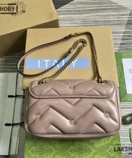 Gucci 1:1 Mirror Replica GG Marmont Medium Bag Taupe 26CM/10.2IN Gucci Replica Marmont Bags