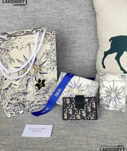 Dior 1:1 Mirror Replica 5-Gusset Card Holder Dior Oblique Jacquard 11CM/4.3IN Christian Dior Replica Wallets
