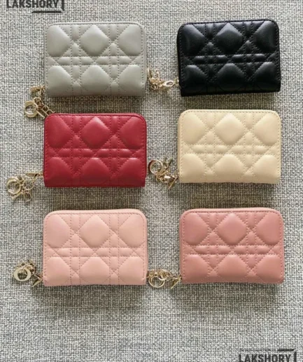 Dior 1:1 Mirror Replica Lady Dior Voyageur Zip Coin Case Purse 8.5CM/3.3IN Christian Dior Replica Wallets