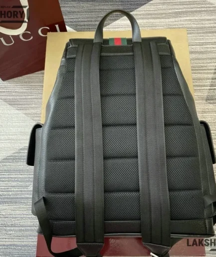 Gucci 1:1 Mirror Replica Ophidia Large Backpack Soft Leather Black 46CM/18.1IN Gucci Replica Backpacks