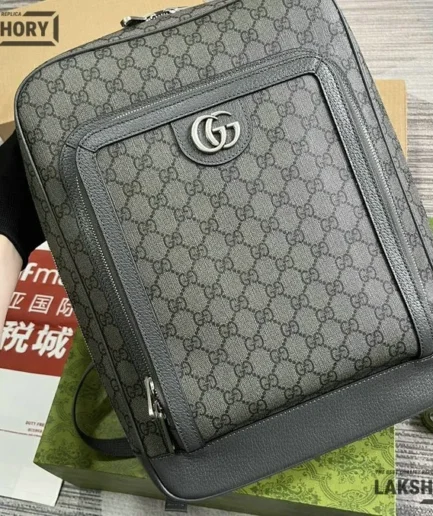 Gucci 1:1 Mirror Replica Medium GG Backpack w/ Double G Leather 40CM/15.7IN Gucci Replica Backpacks
