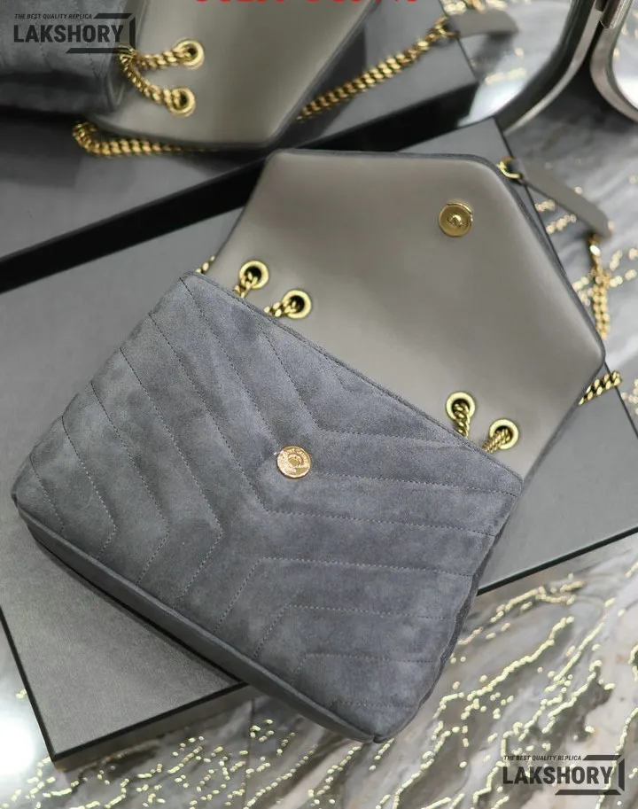 YSL 1:1 Mirror Replica Suede Calfskin Small Loulou Chain Satchel 24CM/9.4IN Replica Crossbody Bags YSL 1:1 Mirror Replica Suede Calfskin Small Loulou Chain Satchel 24CM/9.4IN Replica Crossbody Bags