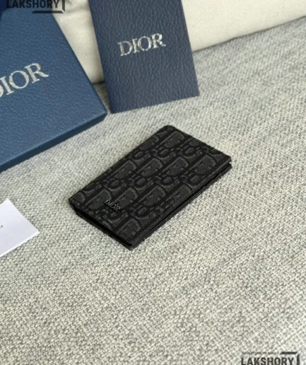 Dior 1:1 Mirror Replica Cowhide Oblique Bi-Fold Card Holder 11.2CM/4.4IN Christian Dior Replica Wallets