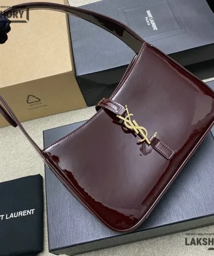 YSL 1:1 Mirror Replica Le 5 À 7 Leather Shoulder Bag Wine 24.5CM/9.6IN Replica Hobo Bags