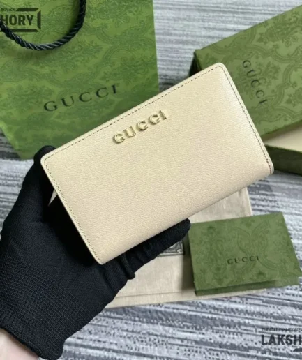 Gucci 1:1 Mirror Replica Calfskin Script Zip Around Wallet 18.5CM/7.3IN Gucci Replica Wallets