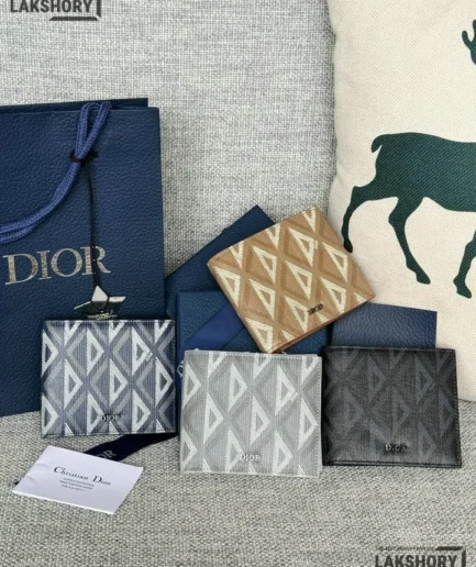 Dior 1:1 Mirror Replica Calfskin CD Diamond Bifold Compact Wallet 9.5CM/3.7IN Christian Dior Replica Wallets