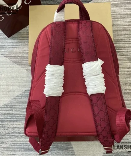 Gucci 1:1 Mirror Replica Large Backpack w/ Gucci Logo Rosso Ancora Red 40CM/15.7IN Gucci Replica Backpacks