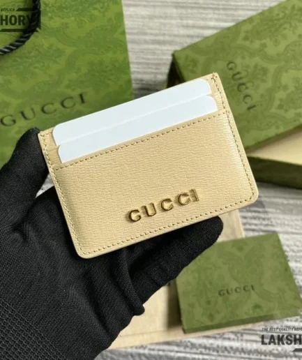 Gucci 1:1 Mirror Replica Card Case with Gucci Script Wallet 7CM/2.8IN Gucci Replica Wallets