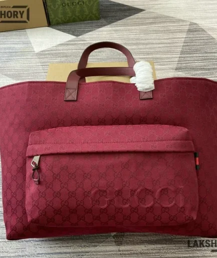 Gucci 1:1 Mirror Replica GG Canvas Maxi Tote Bag Red 45CM/17.7IN Gucci Replica Ophidia Bags