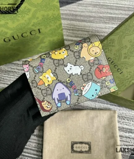 Gucci 1:1 Mirror Replica x Pikarar Kawaii Print Animal Wallet 7CM/2.8IN Gucci Replica Wallets