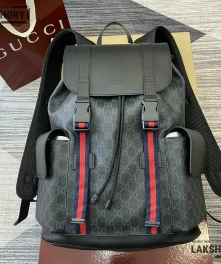 Gucci 1:1 Mirror Replica GG Supreme Black Backpack 42CM/16.5IN Gucci Replica Backpacks