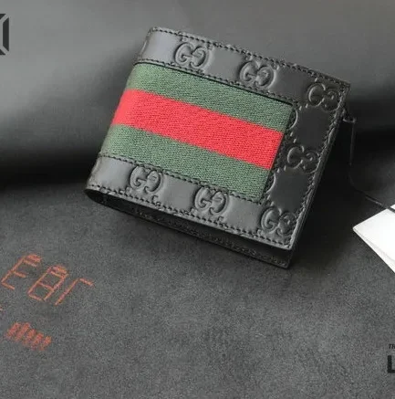 Gucci 1:1 Mirror Replica Guccissima Signature Web Bi-Fold Wallet 11CM/4.3IN Gucci Replica Wallets