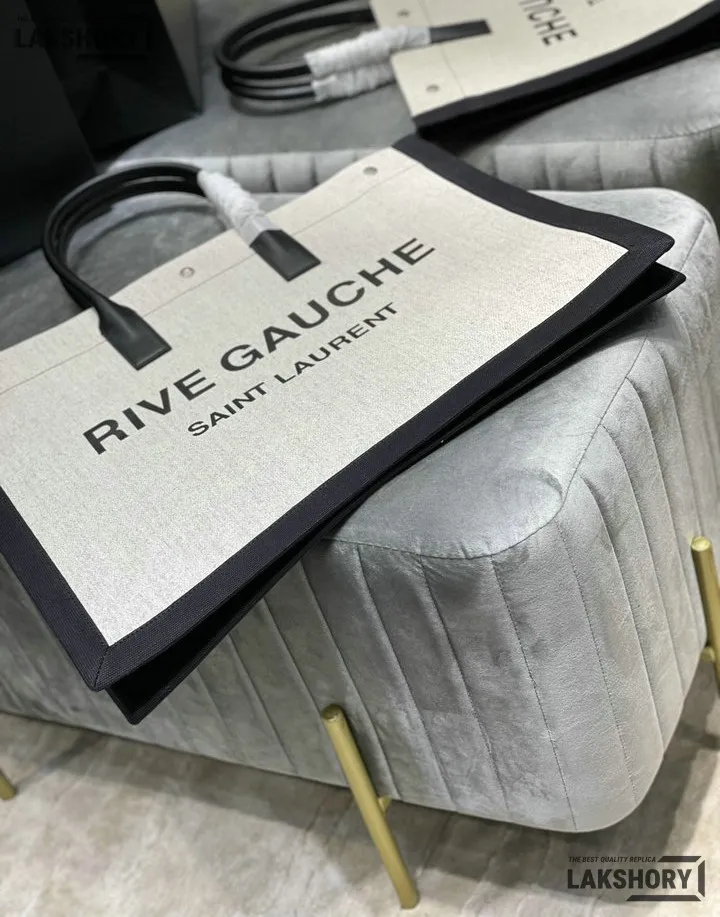 YSL 1:1 Mirror Replica Linen Calfskin Rive Gauche Tote Natural 48CM/18.9IN Replica Tote Bags YSL 1:1 Mirror Replica Linen Calfskin Rive Gauche Tote Natural 48CM/18.9IN Replica Tote Bags