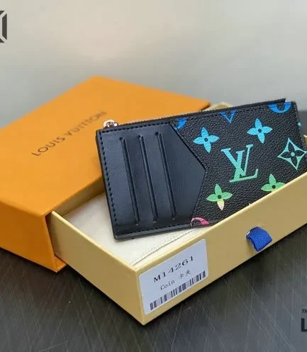 Louis Vuitton 1:1 Mirror Replica Gradient Monogram Card Case Black Multicolors 8CM/3.1IN Louis Vuitton Replica Wallets