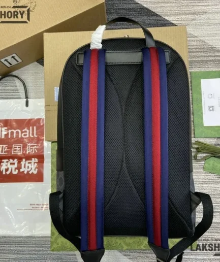 Gucci 1:1 Mirror Replica Black GG Supreme Canvas & Leather Backpack 44CM/17.3IN Gucci Replica Backpacks