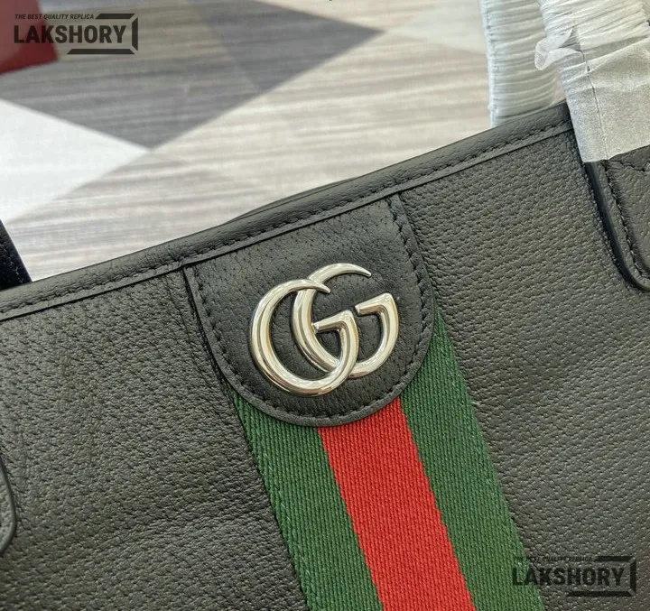 Gucci 1:1 Mirror Replica Ophidia Large Tote Bag Black Soft Leather 43CM/16.9IN Gucci Replica Ophidia Bags Gucci 1:1 Mirror Replica Ophidia Large Tote Bag Black Soft Leather 43CM/16.9IN Gucci Replica Ophidia Bags