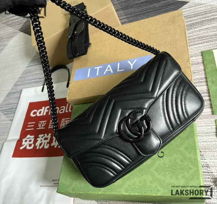 Gucci 1:1 Mirror Replica Matelasse GG Marmont 2.0 Monochrome Bag 26.5CM/10.4IN Gucci Replica Marmont Bags Gucci 1:1 Mirror Replica Matelasse GG Marmont 2.0 Monochrome Bag 26.5CM/10.4IN Gucci Replica Marmont Bags