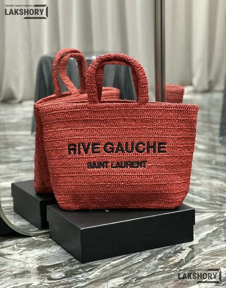 YSL 1:1 Mirror Replica Raffia Embroidered Rive Gauche Tote Bag 38CM/15IN Replica Tote Bags YSL 1:1 Mirror Replica Raffia Embroidered Rive Gauche Tote Bag 38CM/15IN Replica Tote Bags