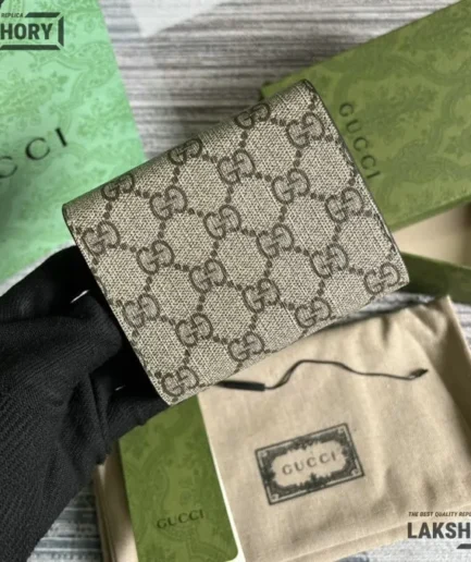 Gucci 1:1 Mirror Replica Dionysus Card Case Wallet Beige Taupe 11CM/4.3IN Gucci Replica Wallets