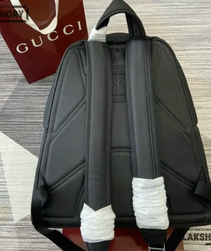 Gucci 1:1 Mirror Replica Nexus Medium Backpack Black GG Nylon 40CM/15.7IN Gucci Replica Backpacks