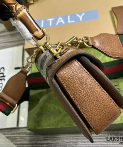 Gucci 1:1 Mirror Replica Canvas Bamboo 1947 Leather Bag Gucci Replica Bamboo Bags