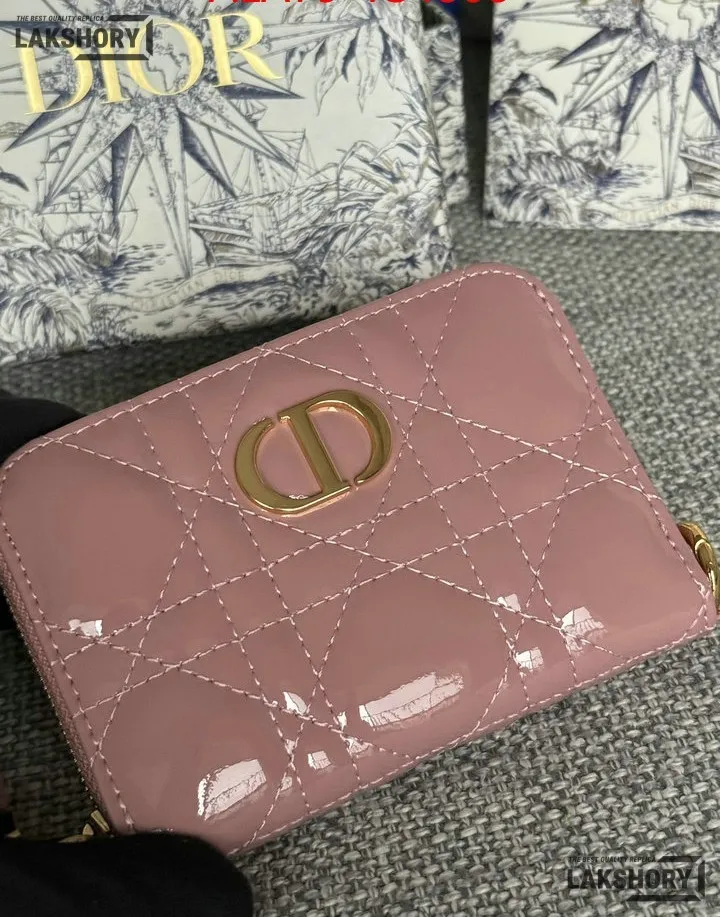Dior 1:1 Mirror Replica Dior Microcannage Patent Leather Croisiere Wallet on Chain 11CM/4.3IN Christian Dior Replica Wallets Dior 1:1 Mirror Replica Dior Microcannage Patent Leather Croisiere Wallet on Chain 11CM/4.3IN Christian Dior Replica Wallets