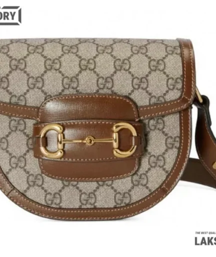 Gucci 1:1 Mirror Replica GG Mini Horsebit 1955 Rounded Beige Brown 18CM/7.1IN Gucci Replica Horsebit Bags