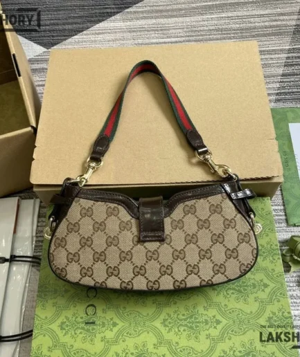 Gucci 1:1 Mirror Replica GG Canvas Mini Moon Side Shoulder Bag 24CM/9.4IN Gucci Replica Horsebit Bags