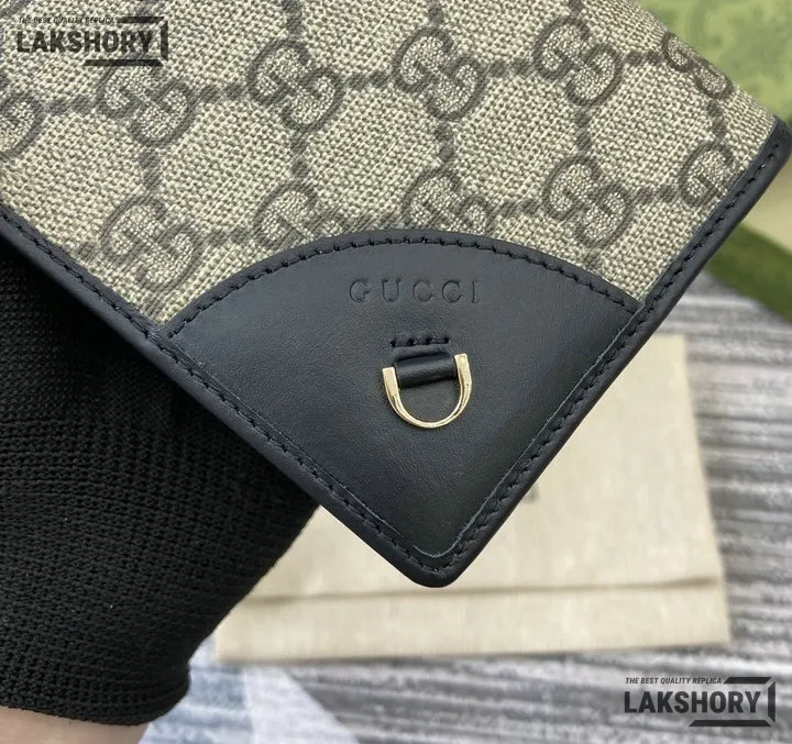 Gucci 1:1 Mirror Replica GG Emblem Continental Wallet Beige Black 11CM/4.3IN Gucci Replica Wallets Gucci 1:1 Mirror Replica GG Emblem Continental Wallet Beige Black 11CM/4.3IN Gucci Replica Wallets
