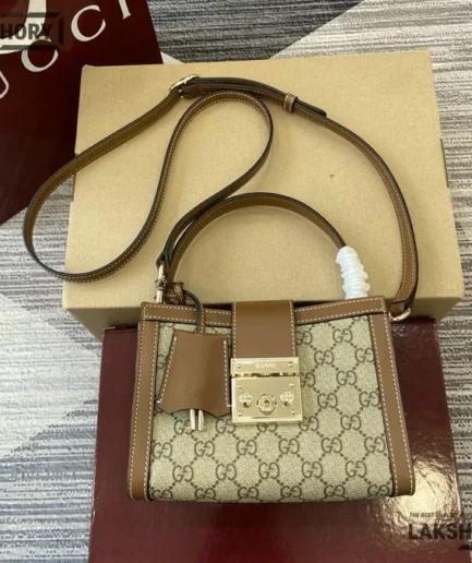 Gucci 1:1 Mirror Replica Padlock Small Top Handle Beige Brown 20CM/7.9IN Gucci Replica Padlock Bags