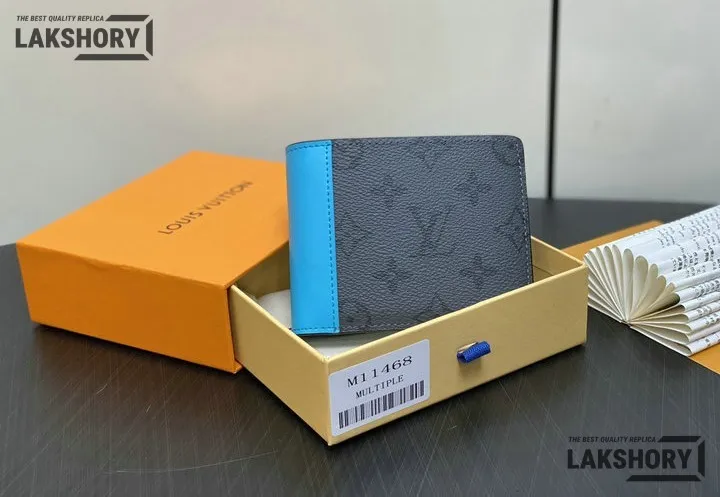 Louis Vuitton 1:1 Mirror Replica Multiple Wallet Monogram Eclipse Turquoise 9CM/3.5IN Louis Vuitton Replica Wallets Louis Vuitton 1:1 Mirror Replica Multiple Wallet Monogram Eclipse Turquoise 9CM/3.5IN Louis Vuitton Replica Wallets