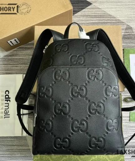 Gucci 1:1 Mirror Replica Calfskin Jumbo GG Embossed Large Backpack 42CM/16.5IN Gucci Replica Backpacks