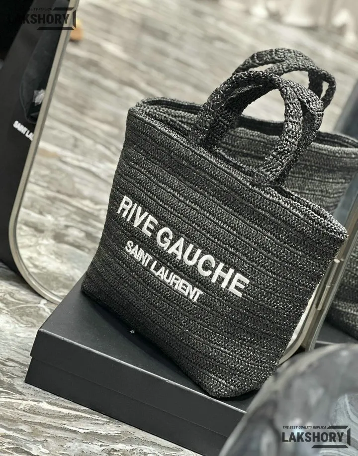 YSL 1:1 Mirror Replica Raffia Embroidered Rive Gauche Tote Bag 38CM/15IN Replica Tote Bags YSL 1:1 Mirror Replica Raffia Embroidered Rive Gauche Tote Bag 38CM/15IN Replica Tote Bags