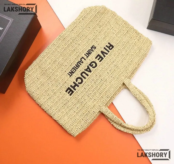 YSL 1:1 Mirror Replica Rive Gauche Supple Raffia Tote Bag Natural 38CM/15IN Replica Tote Bags YSL 1:1 Mirror Replica Rive Gauche Supple Raffia Tote Bag Natural 38CM/15IN Replica Tote Bags