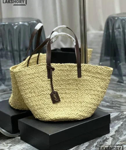 YSL 1:1 Mirror Replica Medium Raffia Panier Shopping Tote Bag 52CM/20.5IN Replica Tote Bags