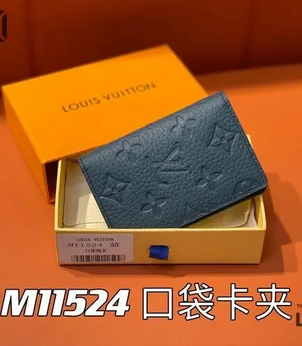 Louis Vuitton 1:1 Mirror Replica Pocket Organizer Taurillon Monogram Sapphire 7.5CM/3IN Louis Vuitton Replica Wallets