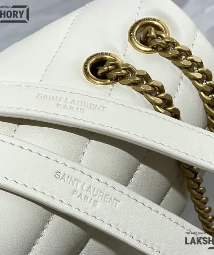 YSL 1:1 Mirror Replica Medium Matelasse LouLou Bag Ivory 25CM/9.8IN Replica Crossbody Bags