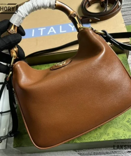 Gucci 1:1 Mirror Replica Calfskin Diana Bamboo Handle Tote Bag Gucci Replica Bamboo Bags