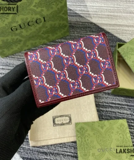 Gucci 1:1 Mirror Replica GG Shadow Mini Zip Flap Wallet Burgundy 10.5CM/4.1IN Gucci Replica Wallets