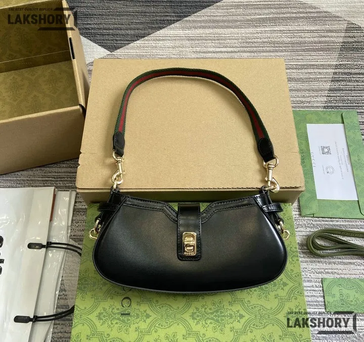Gucci 1:1 Mirror Replica Mini Moon Side Shoulder Bag Black 24CM/9.4IN Gucci Replica Jackie Bags Gucci 1:1 Mirror Replica Mini Moon Side Shoulder Bag Black 24CM/9.4IN Gucci Replica Jackie Bags