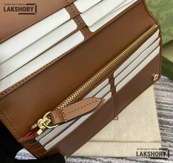 Gucci 1:1 Mirror Replica GG Emblem Continental Wallet Beige Black 11CM/4.3IN Gucci Replica Wallets Gucci 1:1 Mirror Replica GG Emblem Continental Wallet Beige Black 11CM/4.3IN Gucci Replica Wallets