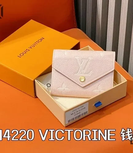 Louis Vuitton 1:1 Mirror Replica Empreinte Giant Victorine Wallet Rose Trianon Creme 12CM/4.7IN Louis Vuitton Replica Wallets
