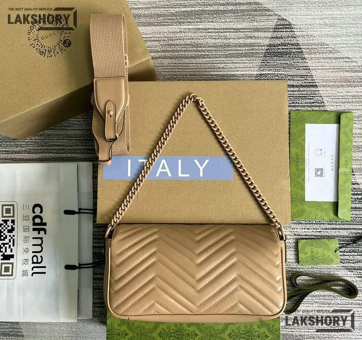 Gucci 1:1 Mirror Replica Matelasse GG Marmont 2.0 Monochrome Bag 26.5CM/10.4IN Gucci Replica Marmont Bags Gucci 1:1 Mirror Replica Matelasse GG Marmont 2.0 Monochrome Bag 26.5CM/10.4IN Gucci Replica Marmont Bags