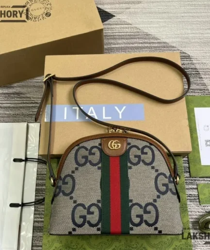 Gucci 1:1 Mirror Replica Jumbo GG Small Ophidia Dome Bag Camel 23.5CM/9.3IN Gucci Replica Ophidia Bags