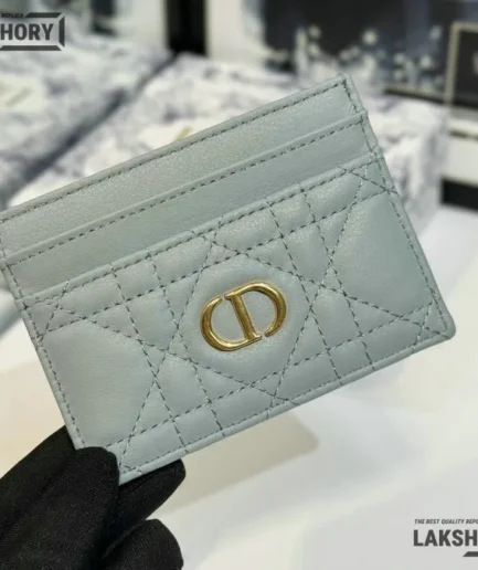 Dior 1:1 Mirror Replica Dior Caro Freesia Card Holder Christian Dior Replica Wallets