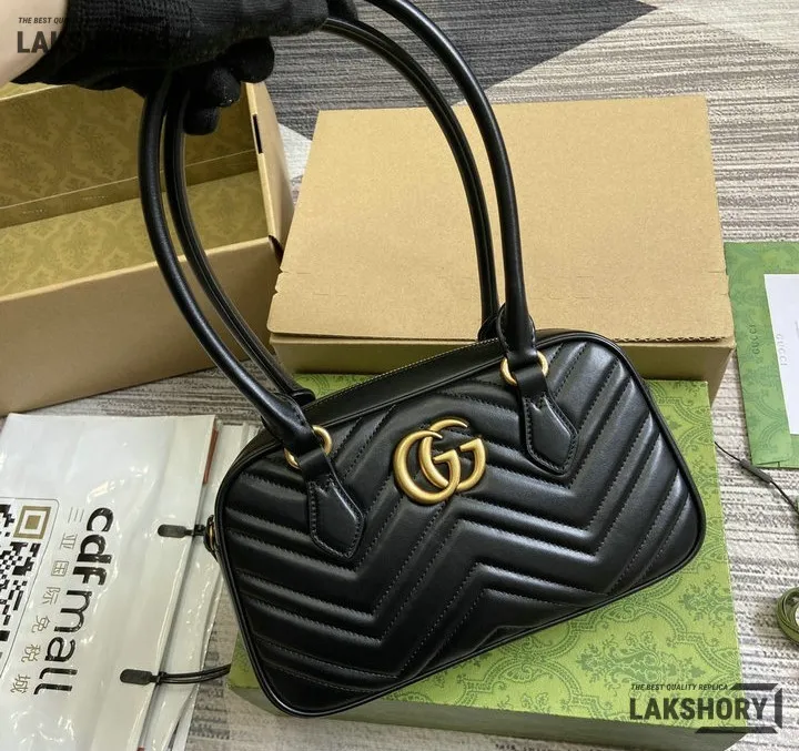 Gucci 1:1 Mirror Replica Medium GG Marmont Black White 25.5CM/10IN Gucci Replica Marmont Bags Gucci 1:1 Mirror Replica Medium GG Marmont Black White 25.5CM/10IN Gucci Replica Marmont Bags