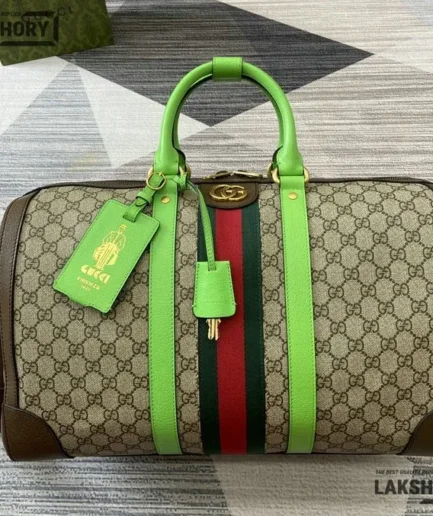 Gucci 1:1 Mirror Replica Monogram Web Medium Savoy Duffle Bag 44CM/17.3IN Gucci Replica Ophidia Bags