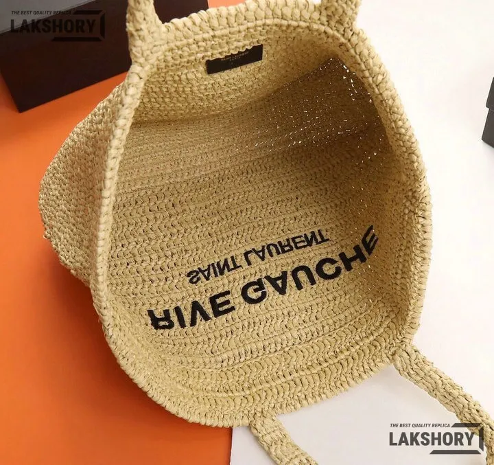 YSL 1:1 Mirror Replica Rive Gauche Supple Raffia Tote Bag Natural 38CM/15IN Replica Tote Bags YSL 1:1 Mirror Replica Rive Gauche Supple Raffia Tote Bag Natural 38CM/15IN Replica Tote Bags